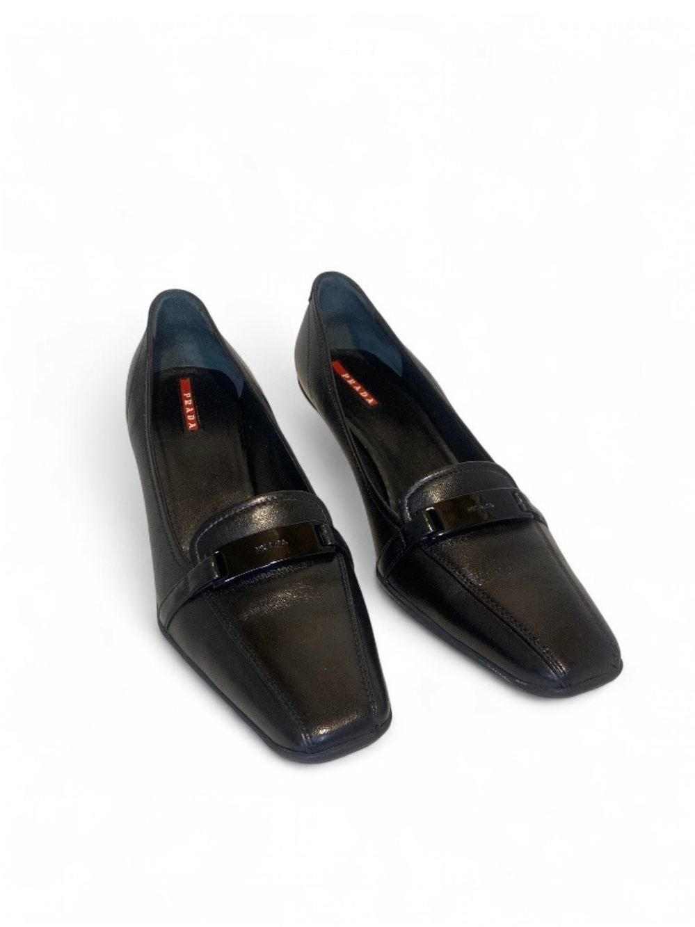 Prada Black Leather Square-Toe Women's Loafers